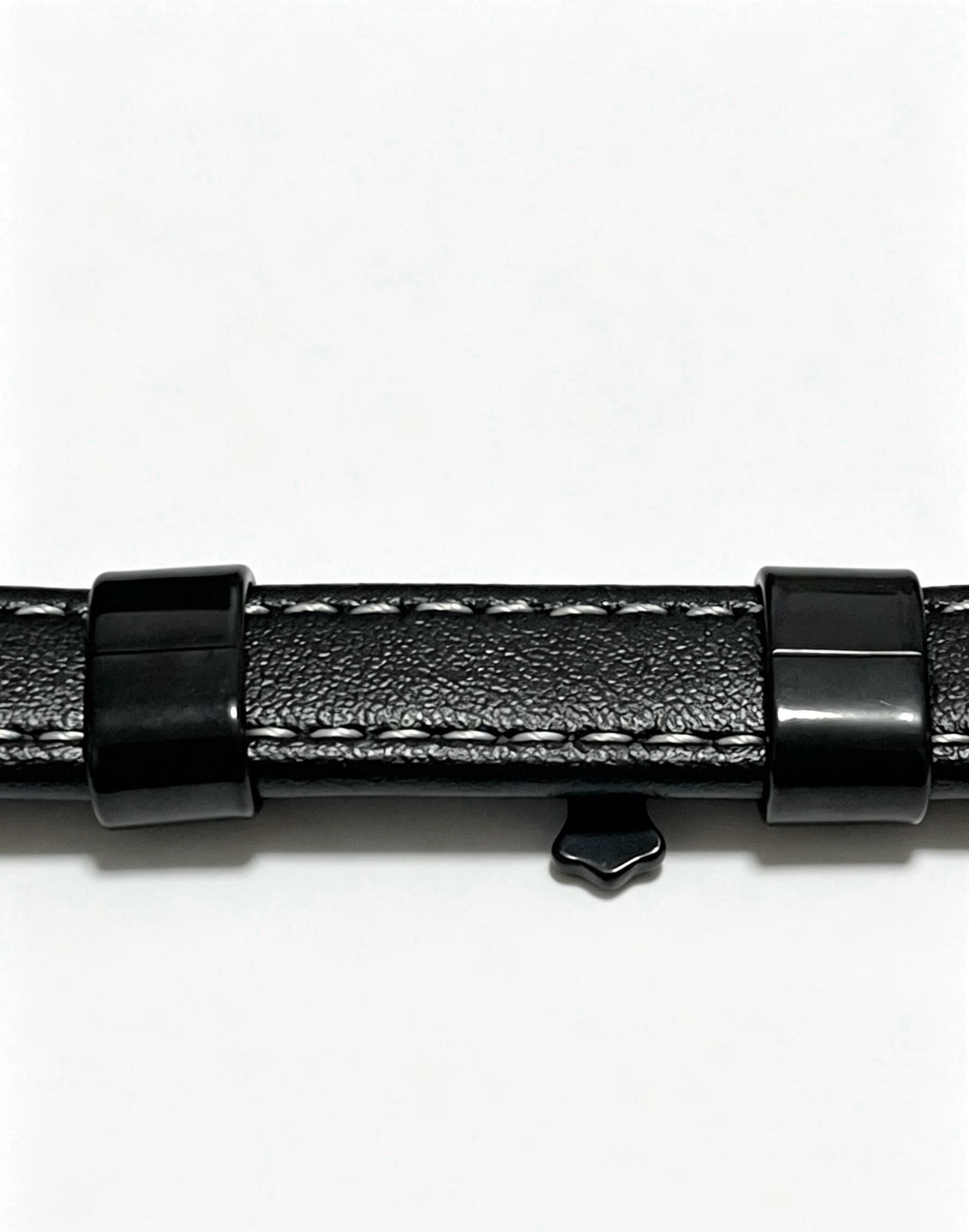 Chrome Hearts Black Leather Bracelet with Cross Clasp